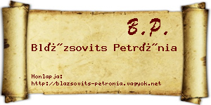 Blázsovits Petrónia névjegykártya